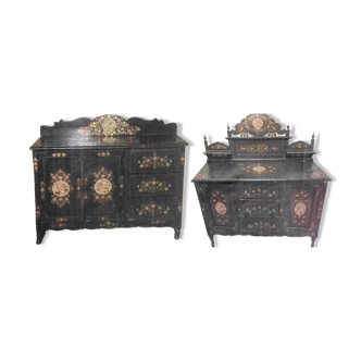 Lot de 2 Buffets peints