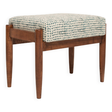 Vintage white and aqua mid-century stool, Edmund Homa, 1960s