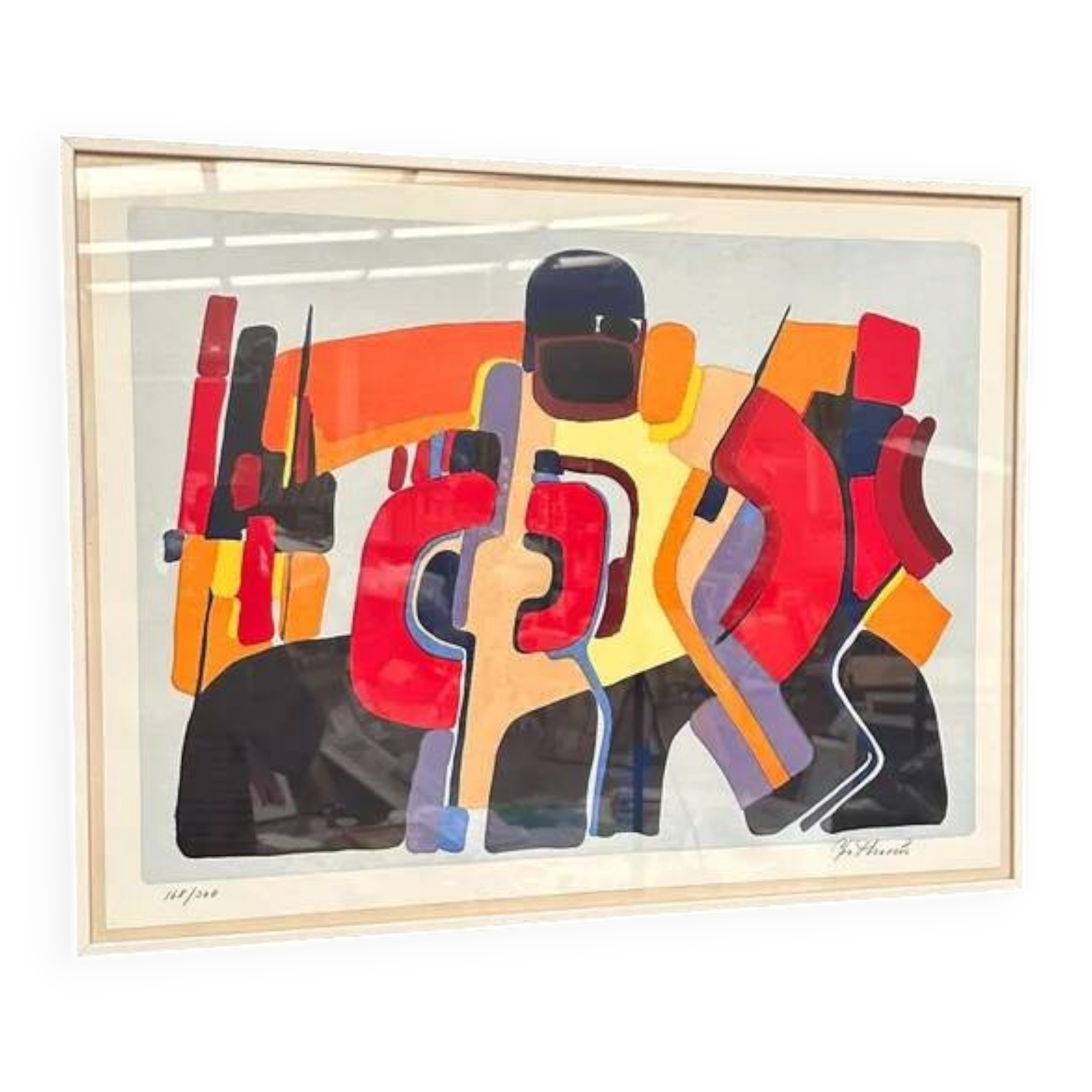 Original Swedish Colour Lithograph – “Composition” by Bo Thorén – Signed – Vintage & Framed