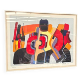 Original Swedish Colour Lithograph – “Composition” by Bo Thorén – Signed – Vintage & Framed