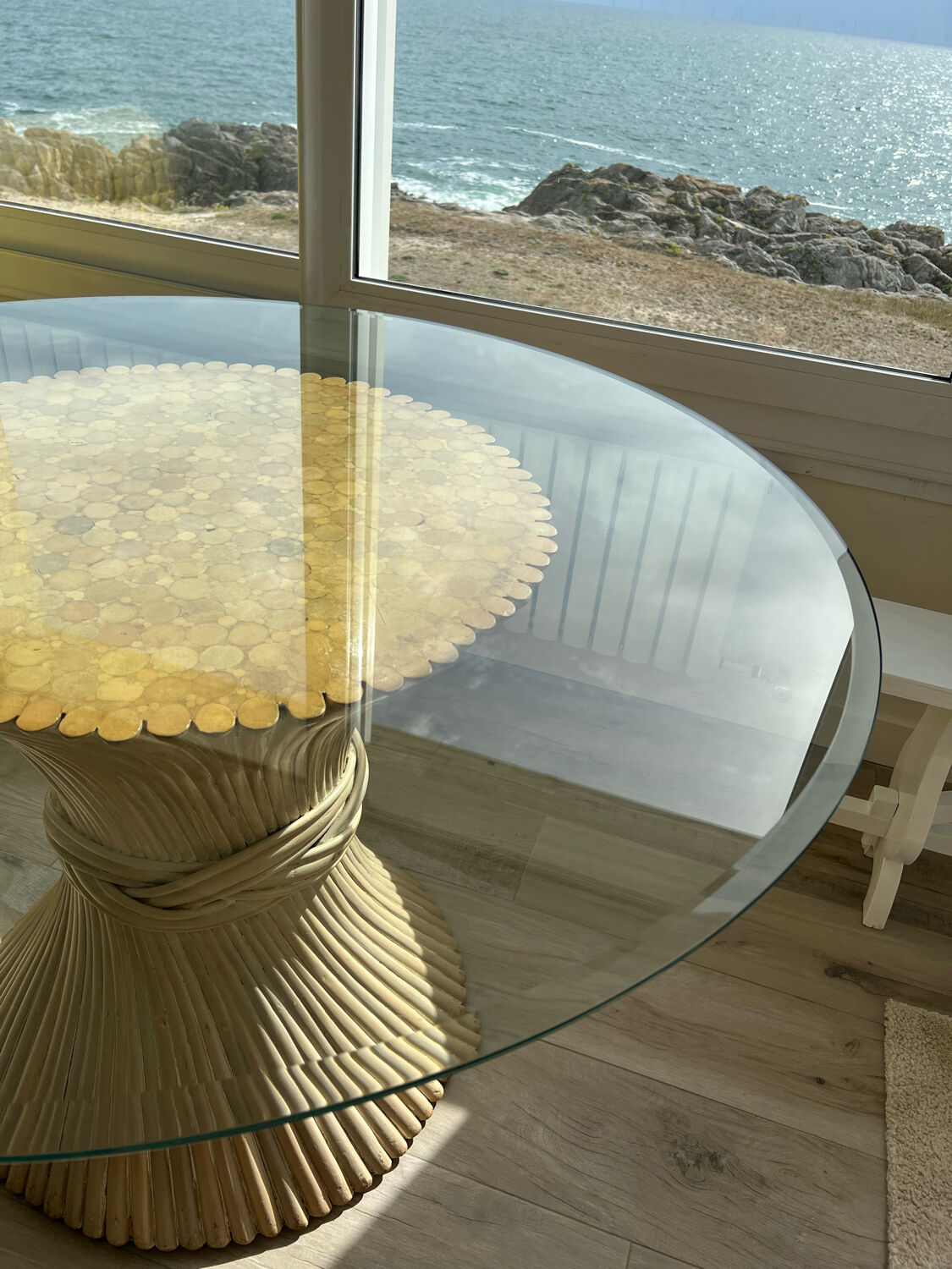 Bamboo and glass table