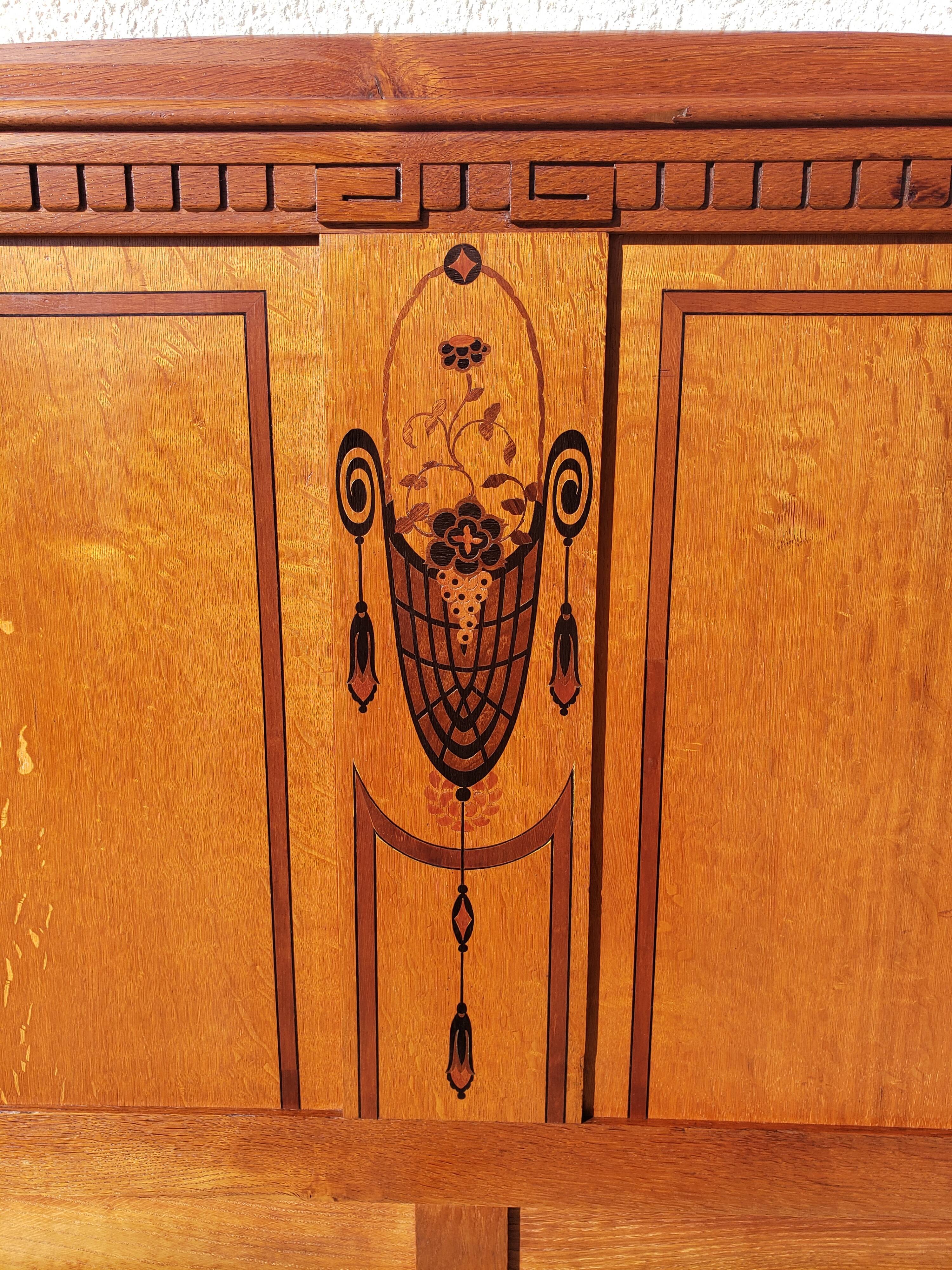 Inlaid headboard and footboard