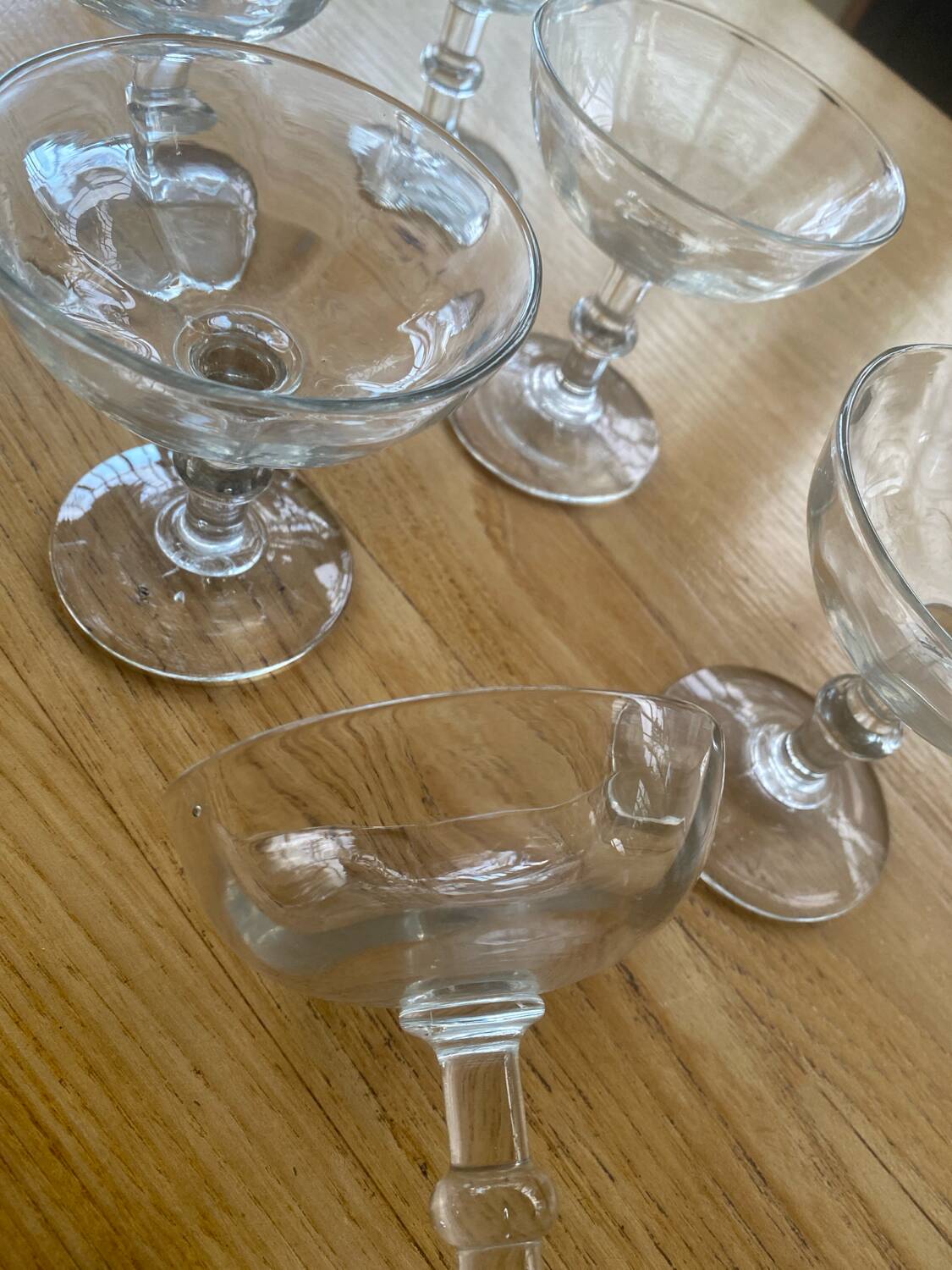 9 antique champagne glasses