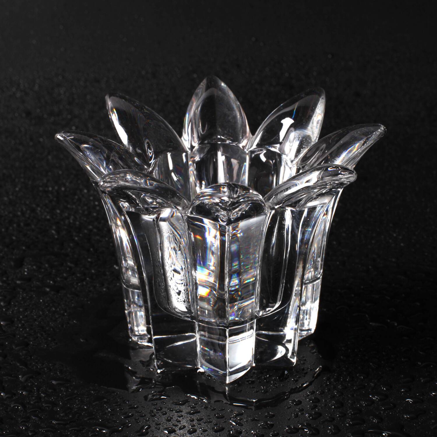 Vintage Royal Crystal Rock Laurus Votive Candle Holder / Italy / 1990s