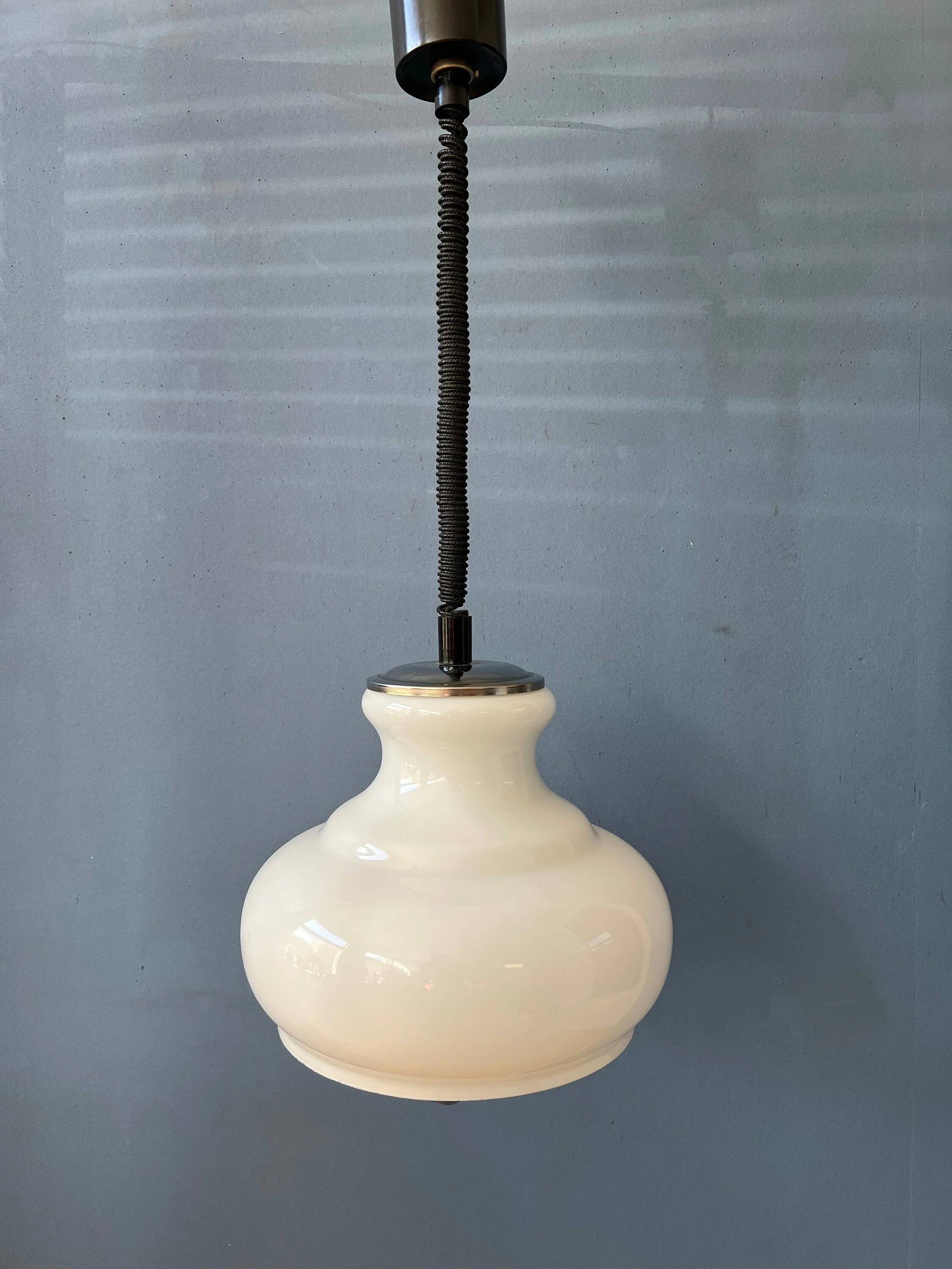 Suspension vintage mid-century en verre opalin (milk glass)