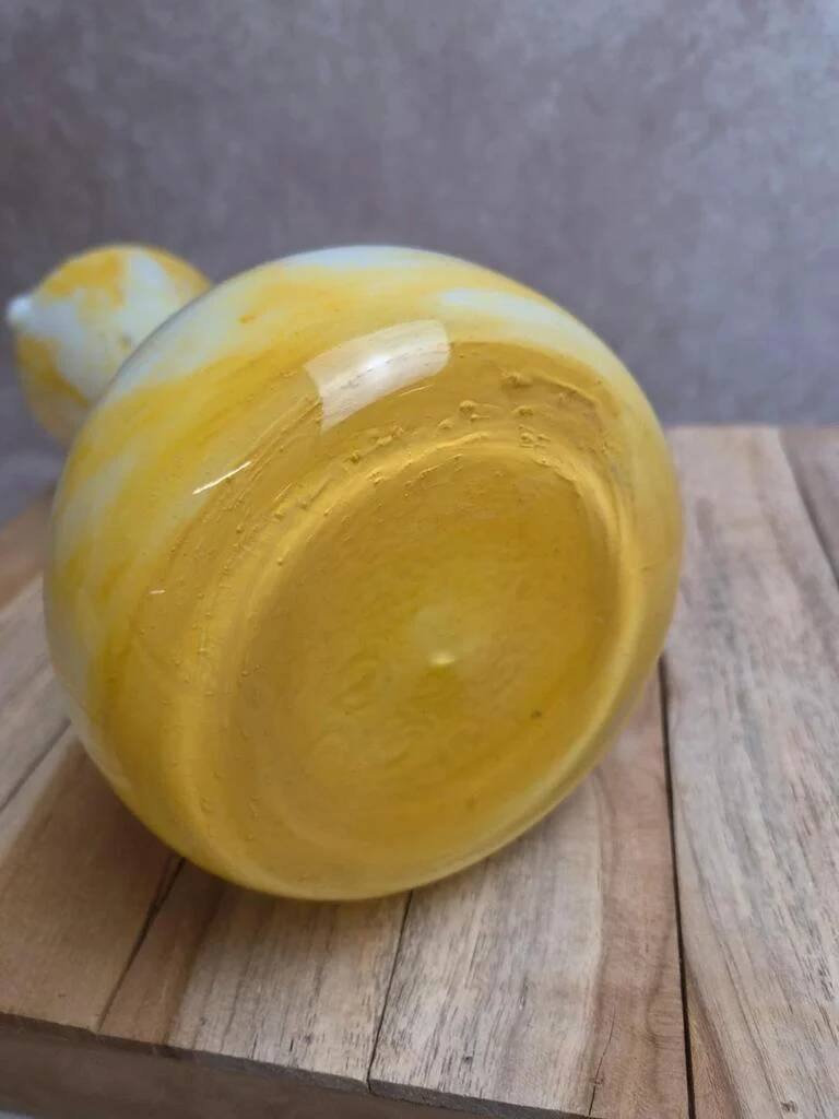 Large yellow and white blown glass pitcher from Italy – 1960s/70s