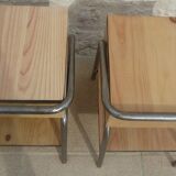 2 nightstands in wood and metal industrial style