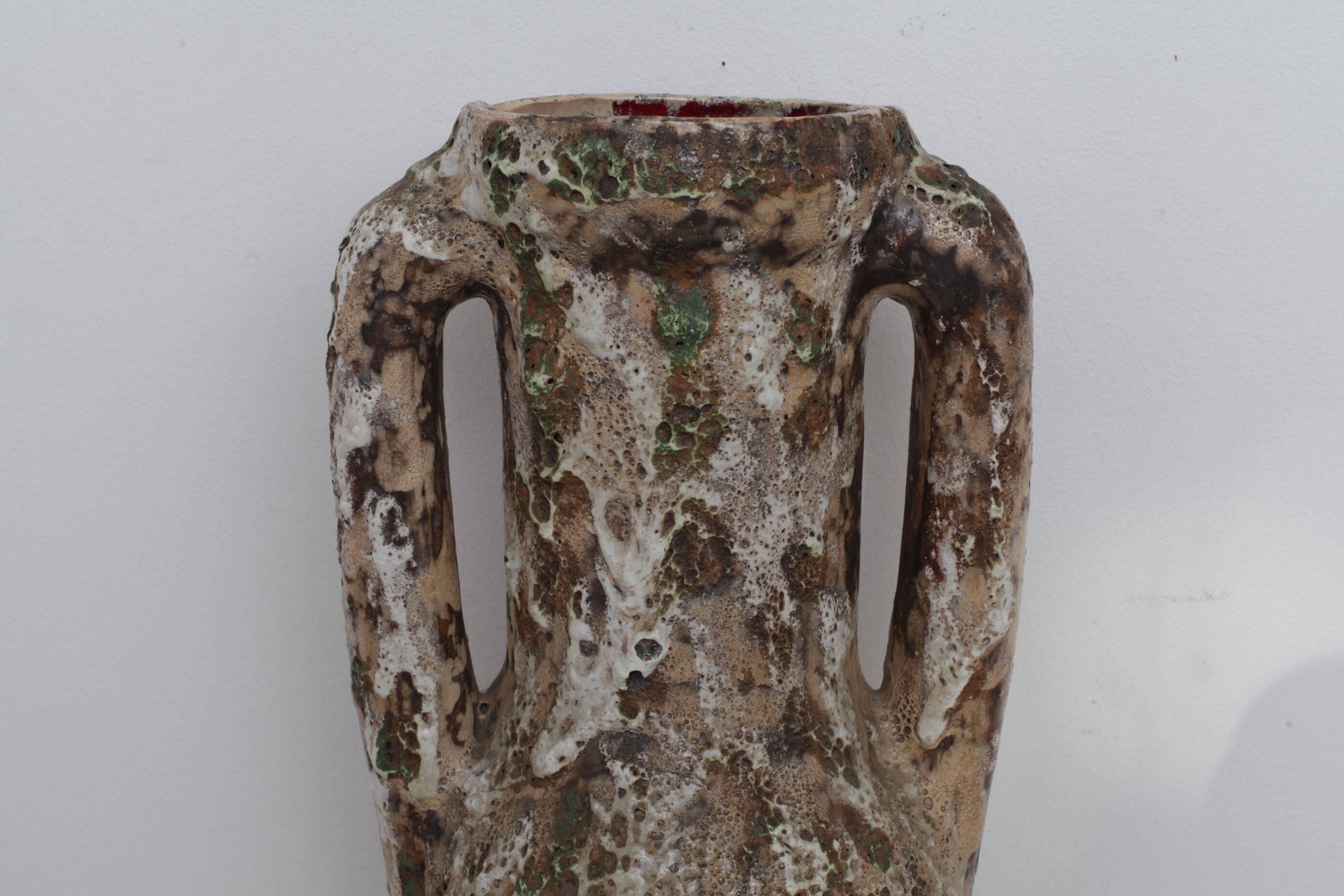 Enamelled ceramic amphora vase