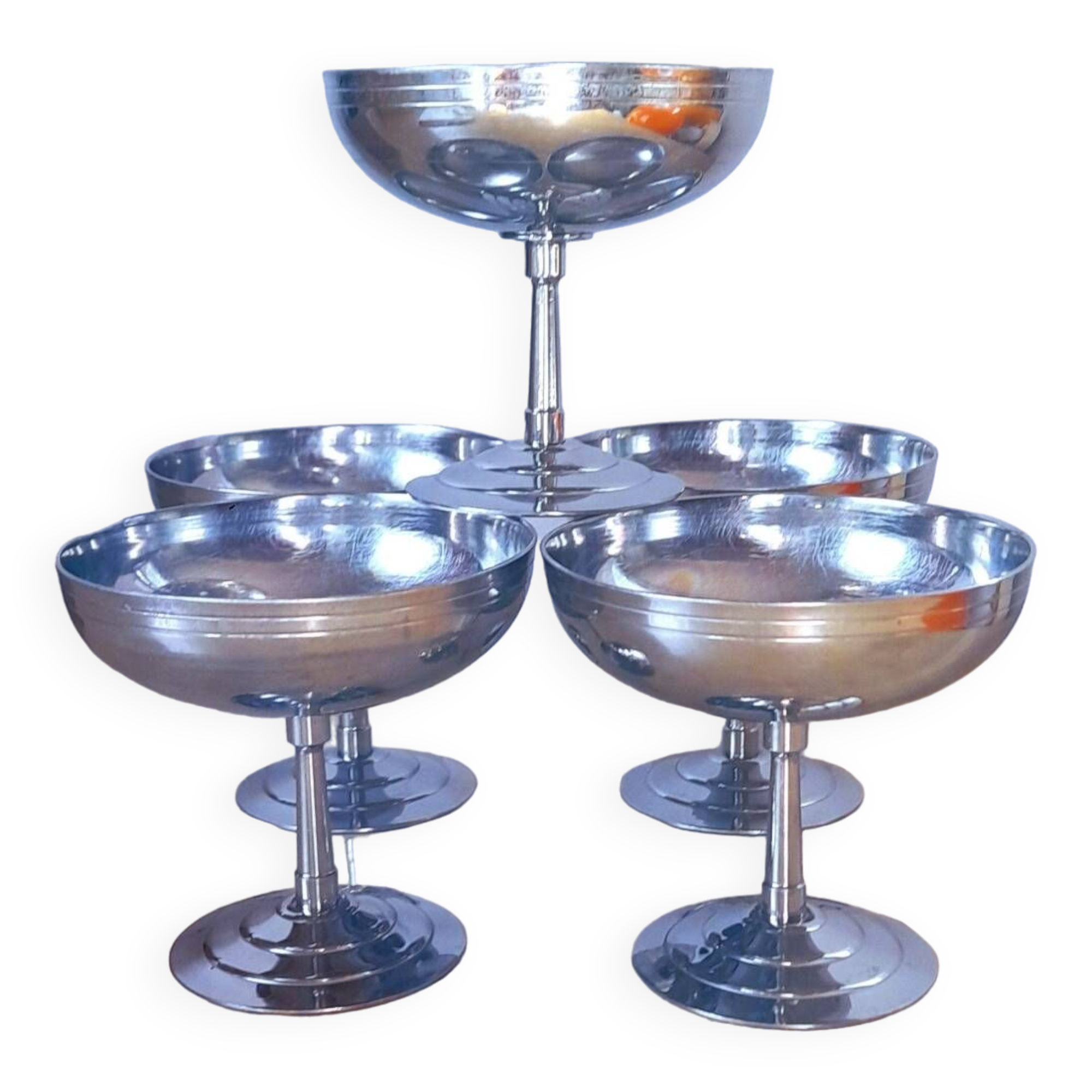 Set of 5 L'Etang Remy stainless steel ice cream cups