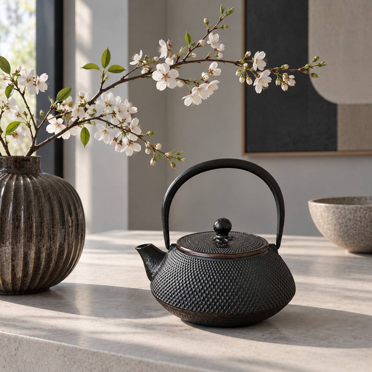 Blue cast iron Japanese teapot Arare – Decoration & collection