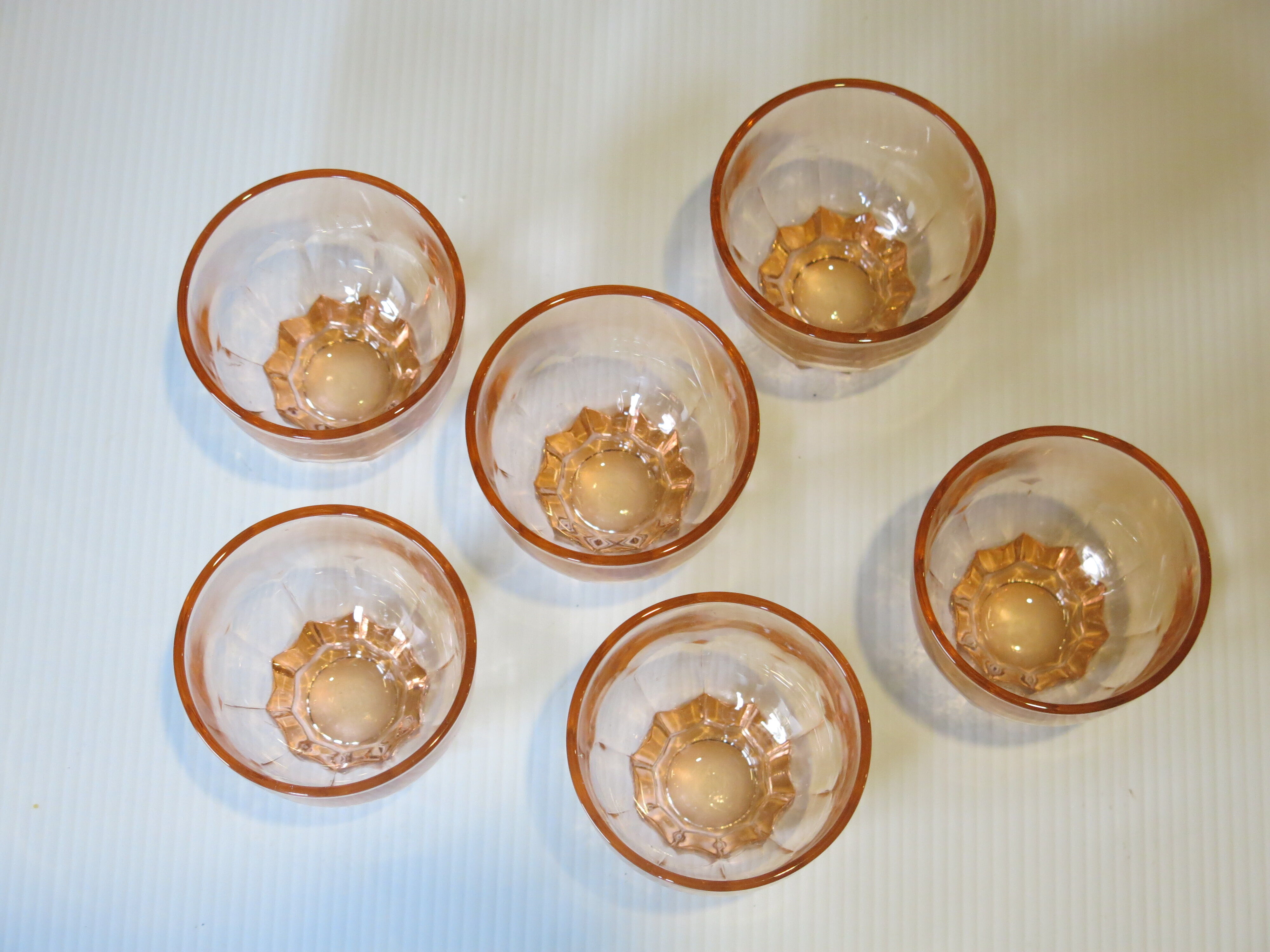 6 vintage pink glasses