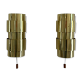 Pair of Scandinavian teak and brass sconces