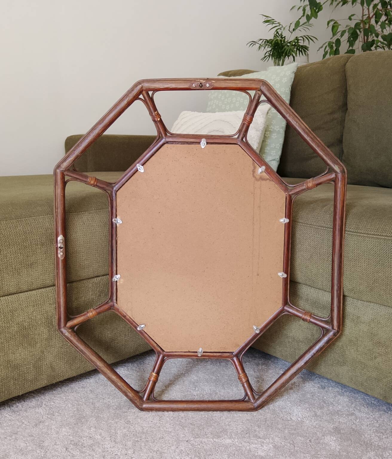 Vintage Italian mirror bamboo and rattan Riviera bohemian chic 1970s
