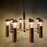 Space Age tubular chrome metal chandelier, 1970s