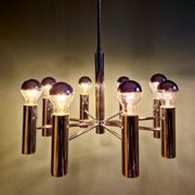 Lustre Space Age en métal chromé tubulaire, années 70