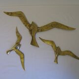 Ensemble de décoration murale 3 x mouette hirondelle oiseau laiton 80 / 90 s
