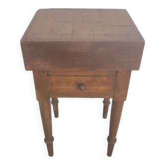 Billot de Boucher table de préparation en bois ancien