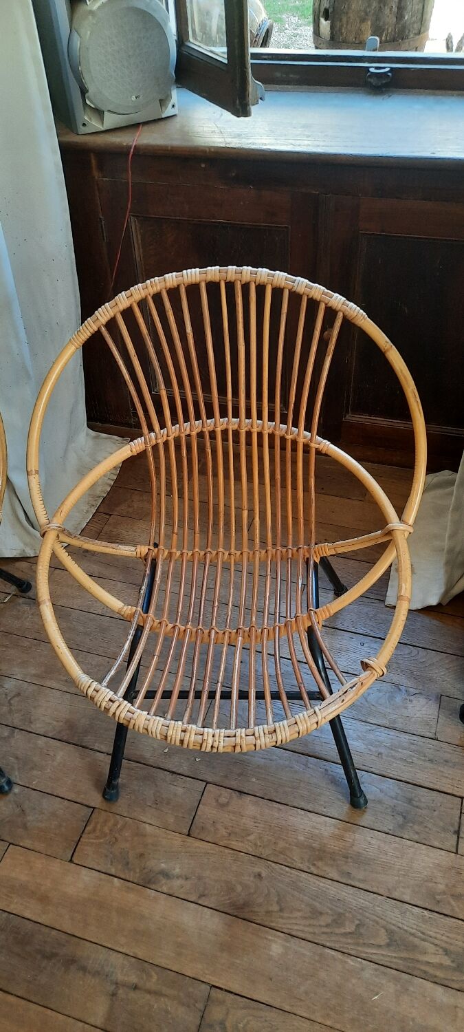 Pair of rattan armchairs