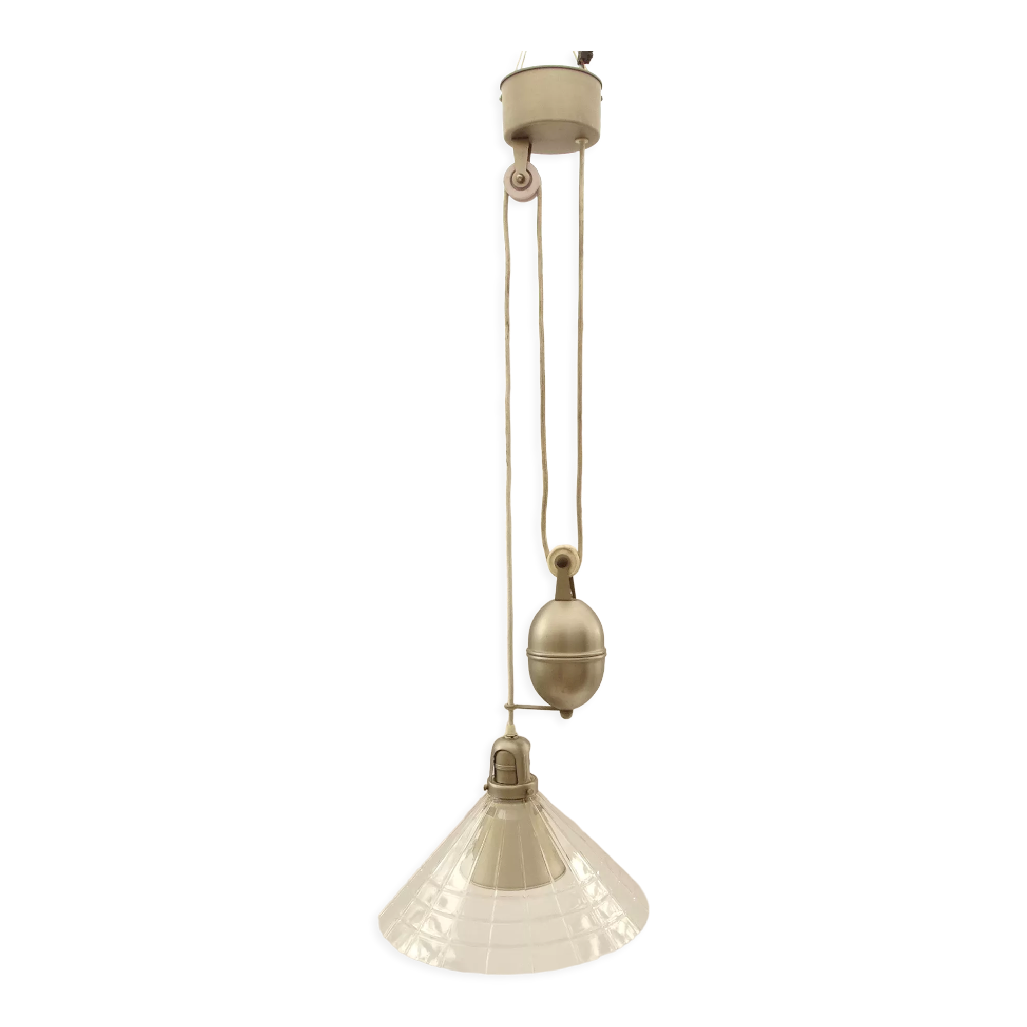 Pendant lamp rise and drop in transparent cut glass