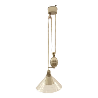 Pendant lamp rise and drop in transparent cut glass