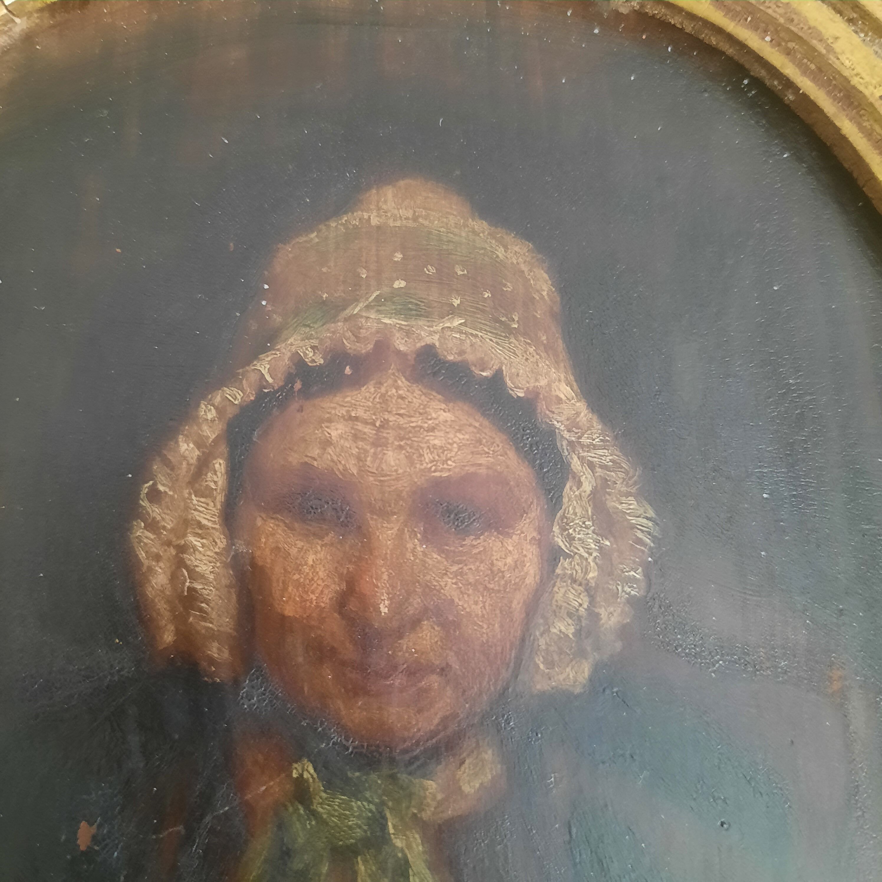 Old painting on wooden panel