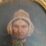 Old painting on wooden panel