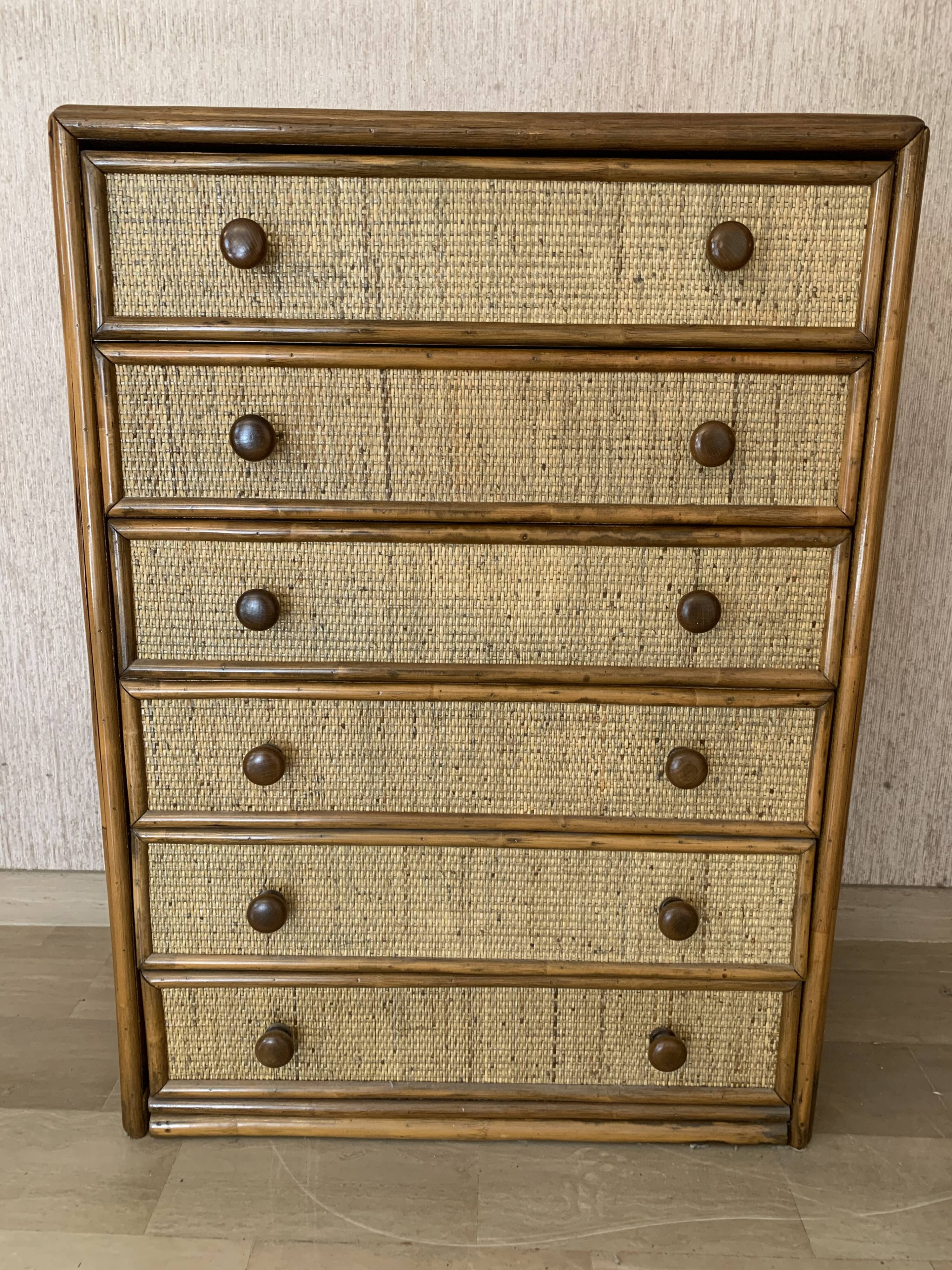 Maugrion, chest of drawers rattan  1960
