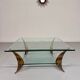 Glass coffee table with solid brass legs, Italian design from the 60s