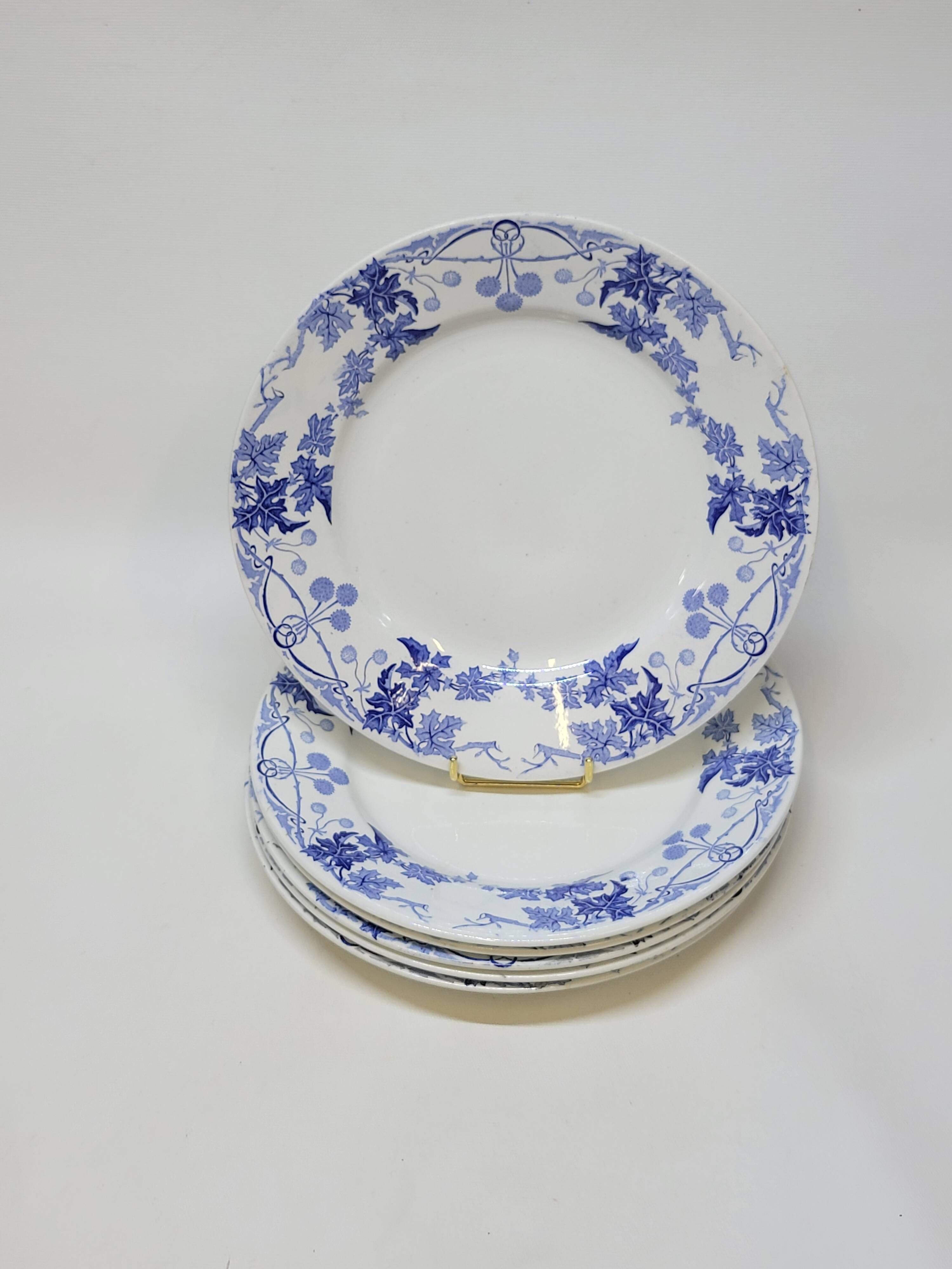 6 Small Flat Plates KG Lunéville Model Lautrec Art Nouveau Decor