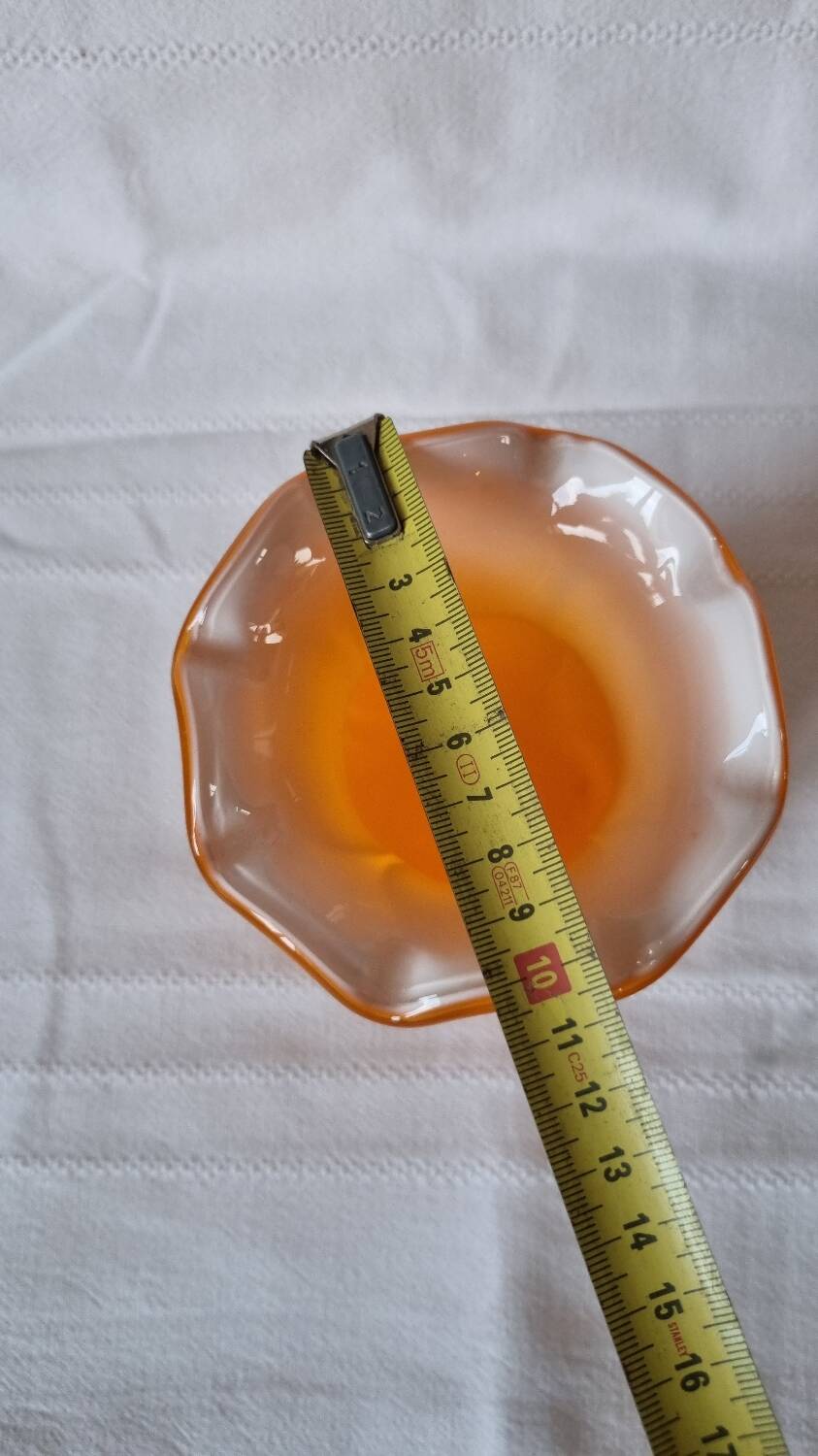 Orange fluted glass vase