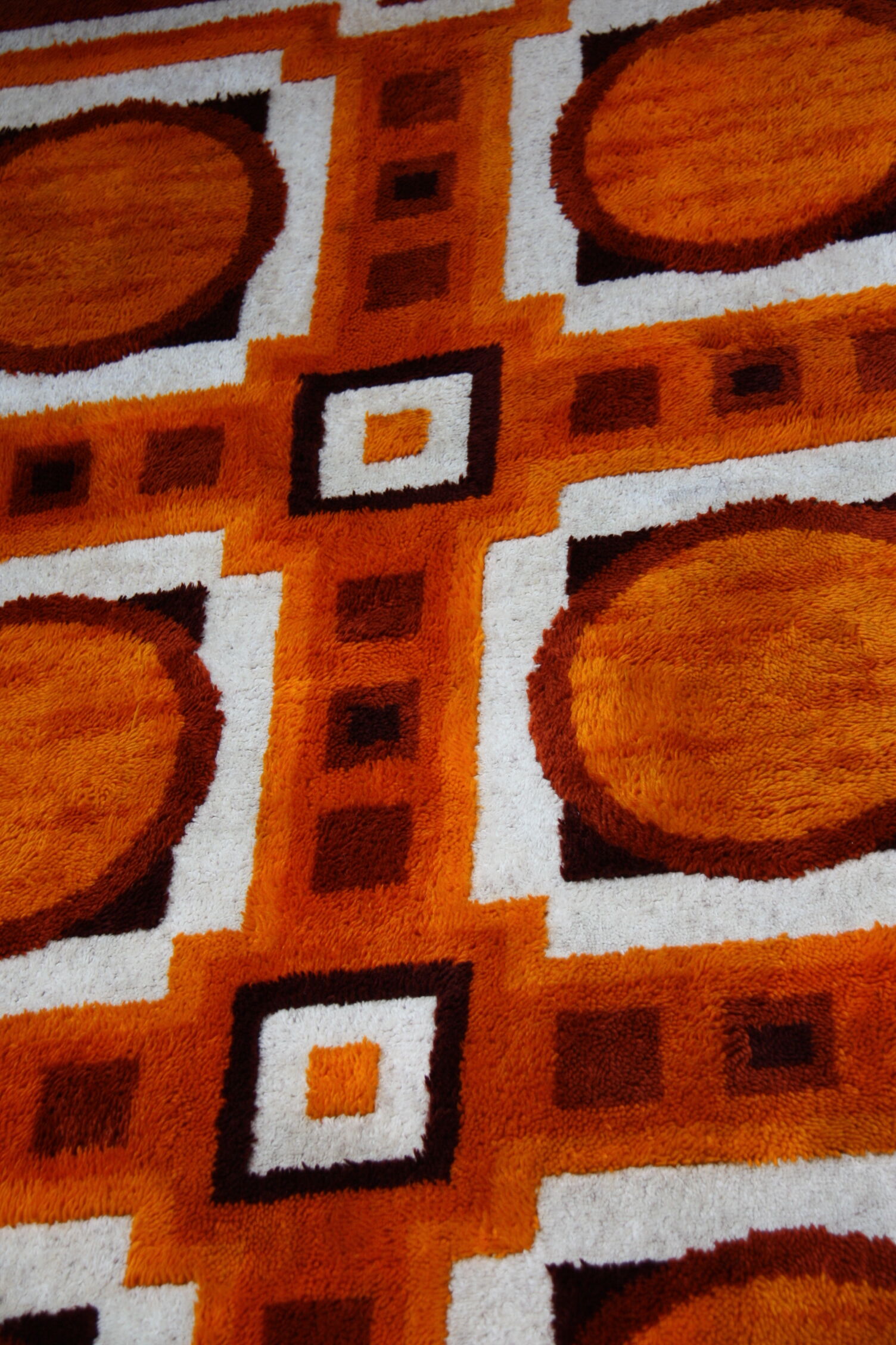 Vintage carpet in wool - 'fity shades of orange' - Germany - 1960's