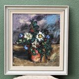 Oil on canvas, bouquet of flowers, signed.