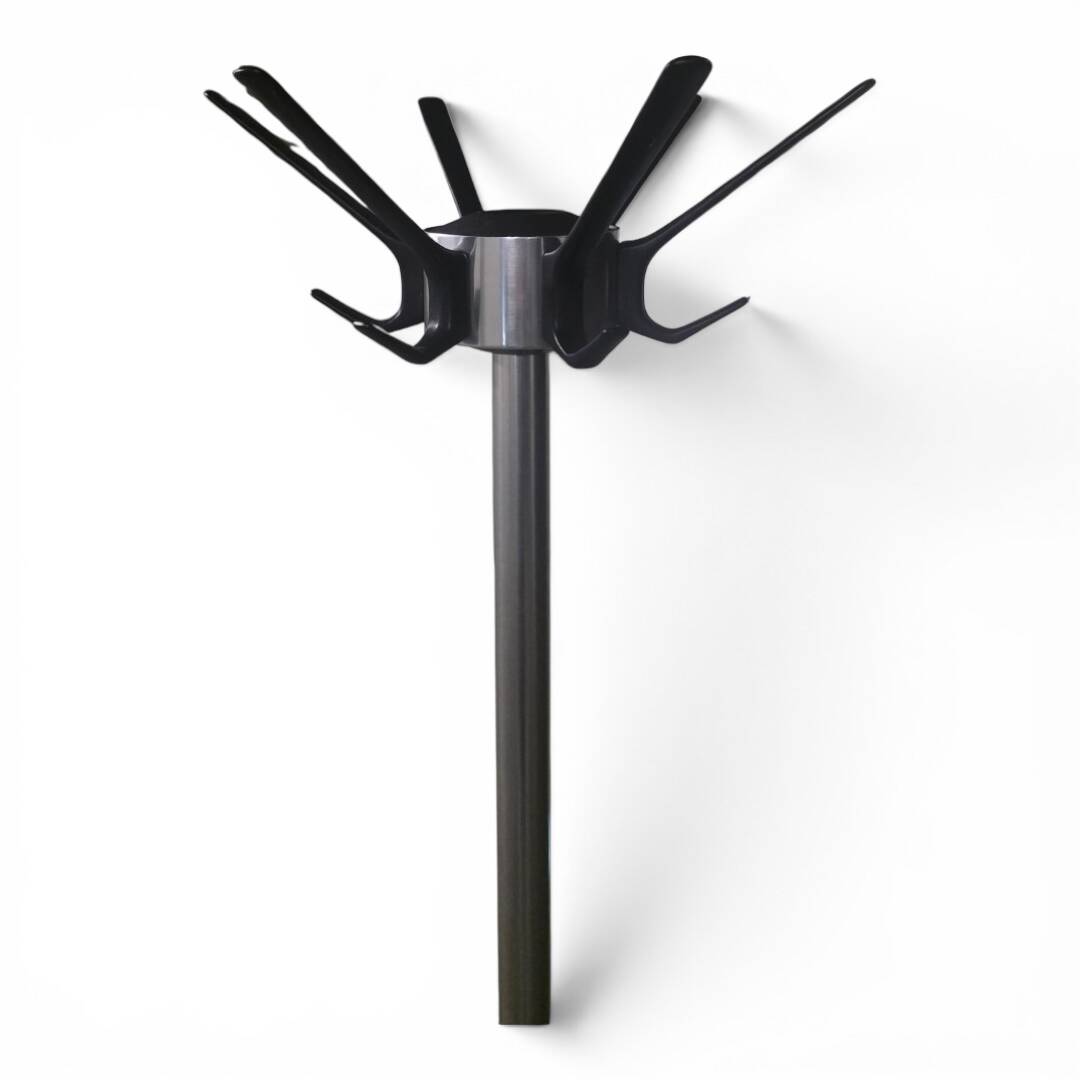 Industrial design coat rack in brushed aluminium - Circa 1990