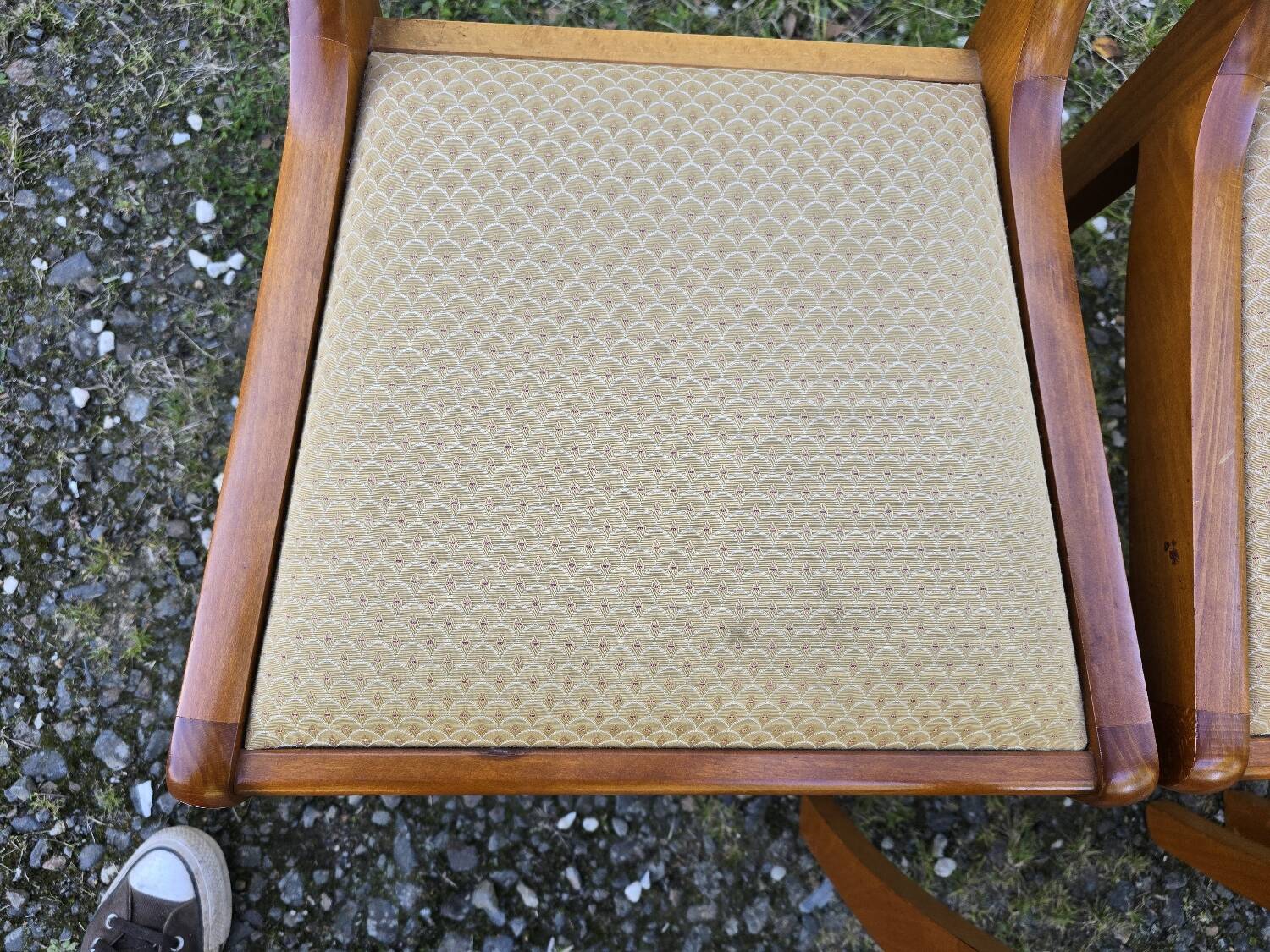 Set of six chairs with fabric tops