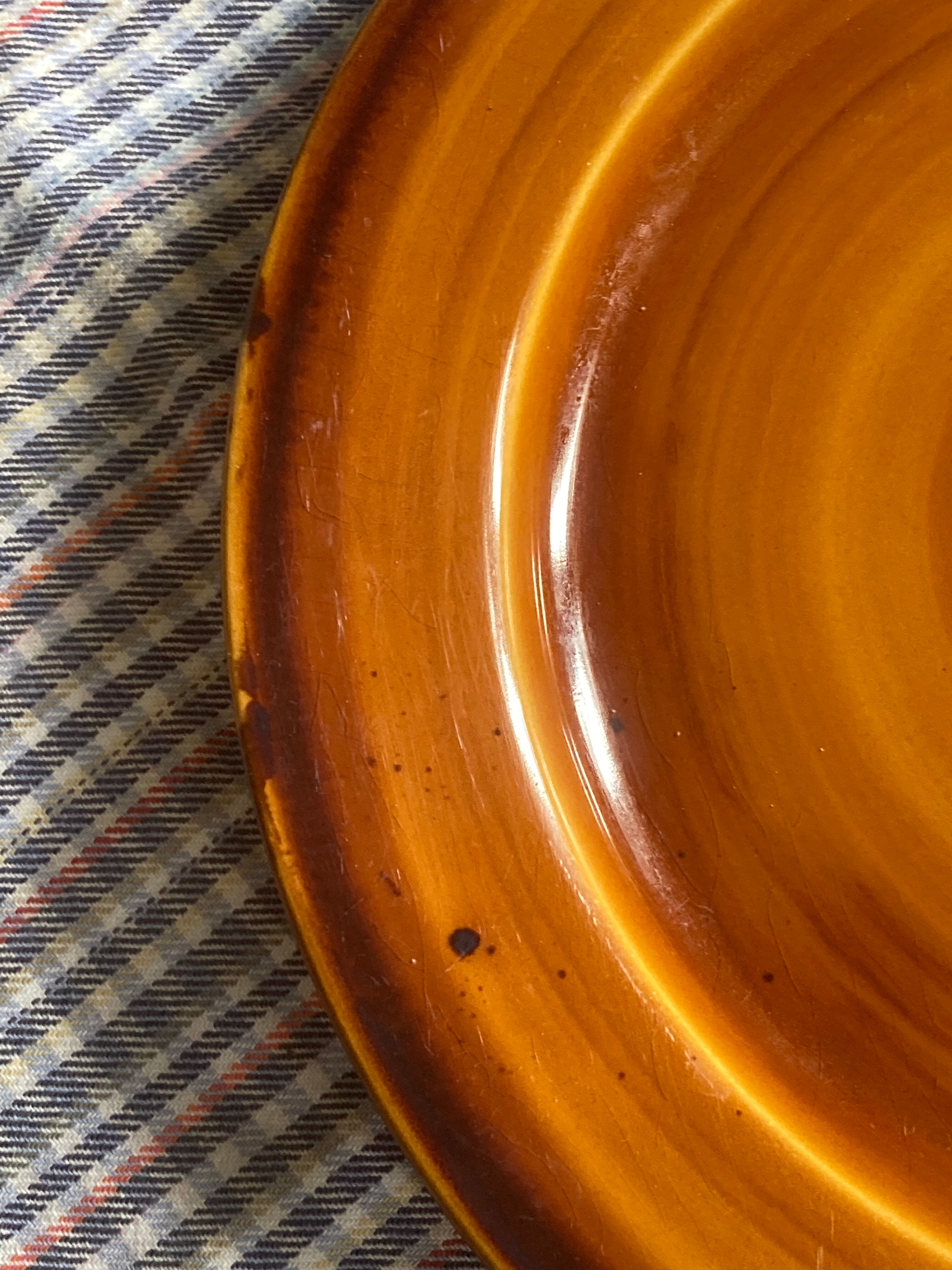 7 flat plates in earthenware Saint Clément vintage brown