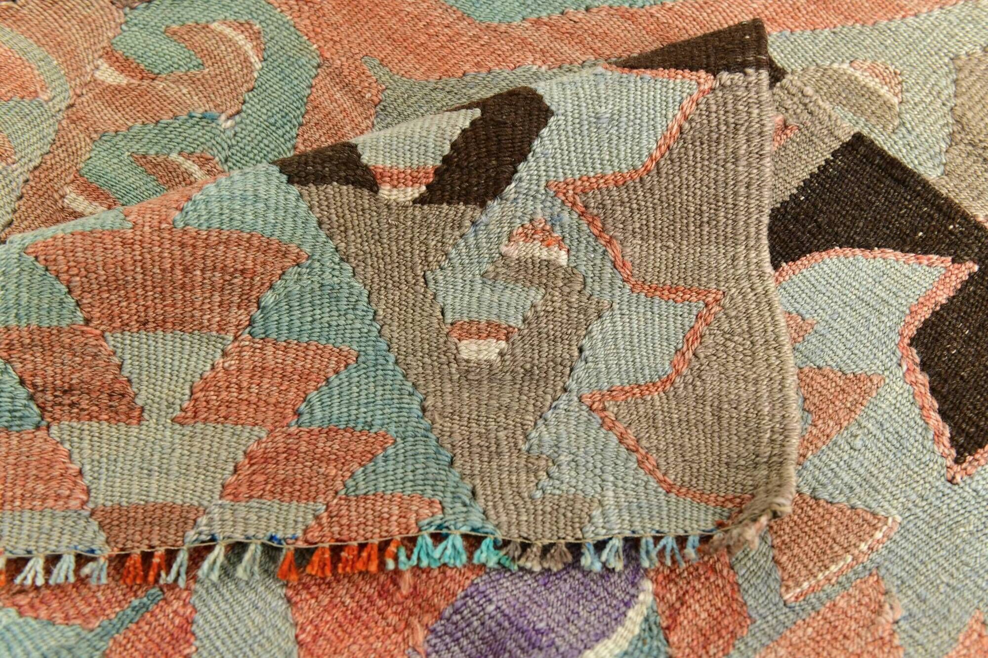 5x8 Blue & Brown Turkish Vintage Kilim Rug, 153x235Cm SK 35166