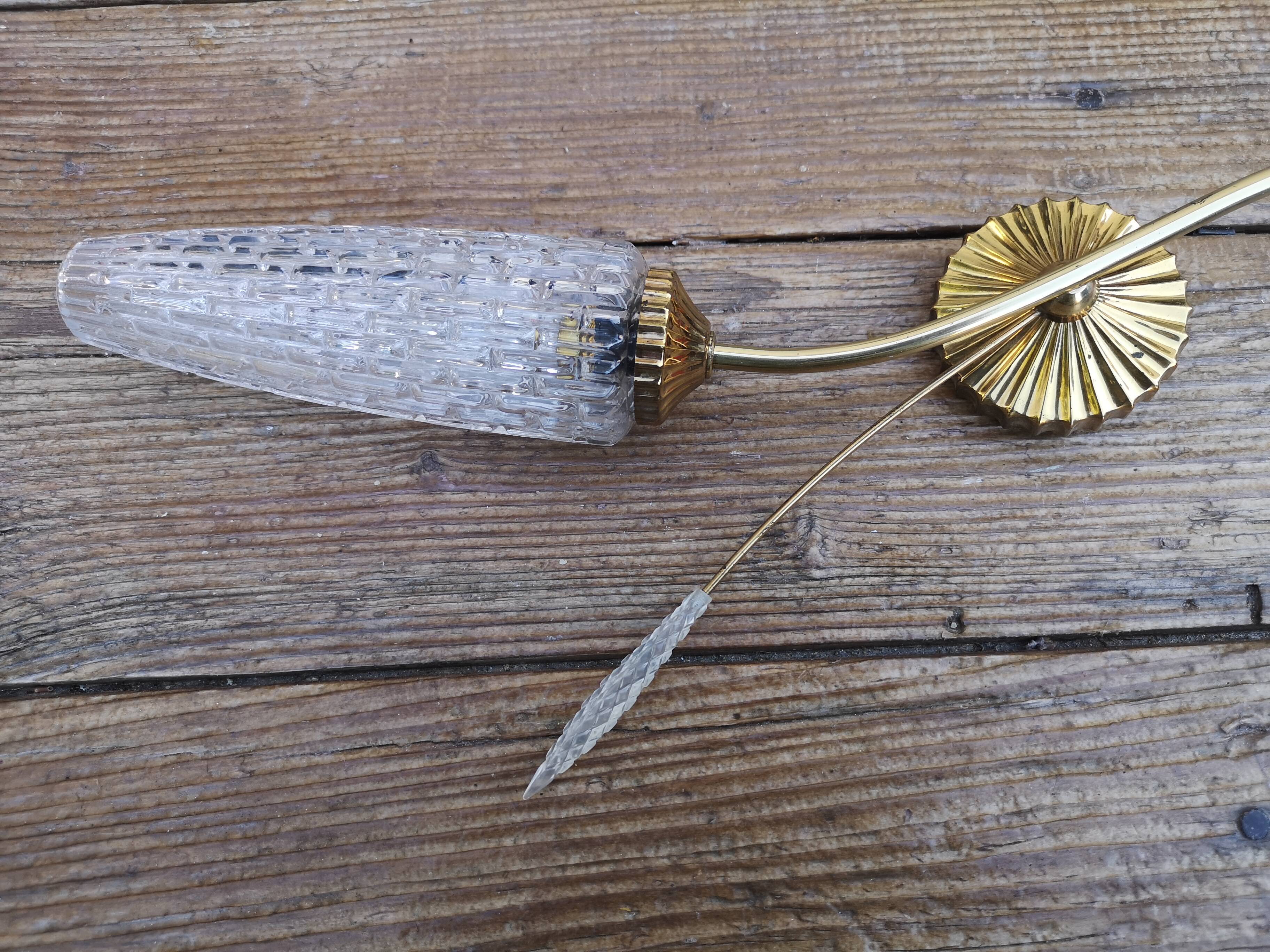 Vintage brass sconces and moulded glass wheat spikes