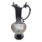 Very old engraved carafe and pewter.