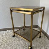 Brass rolling trolley with smoked glass from the 70s