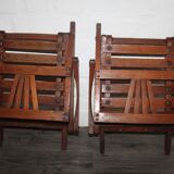 2 wooden folding chairs