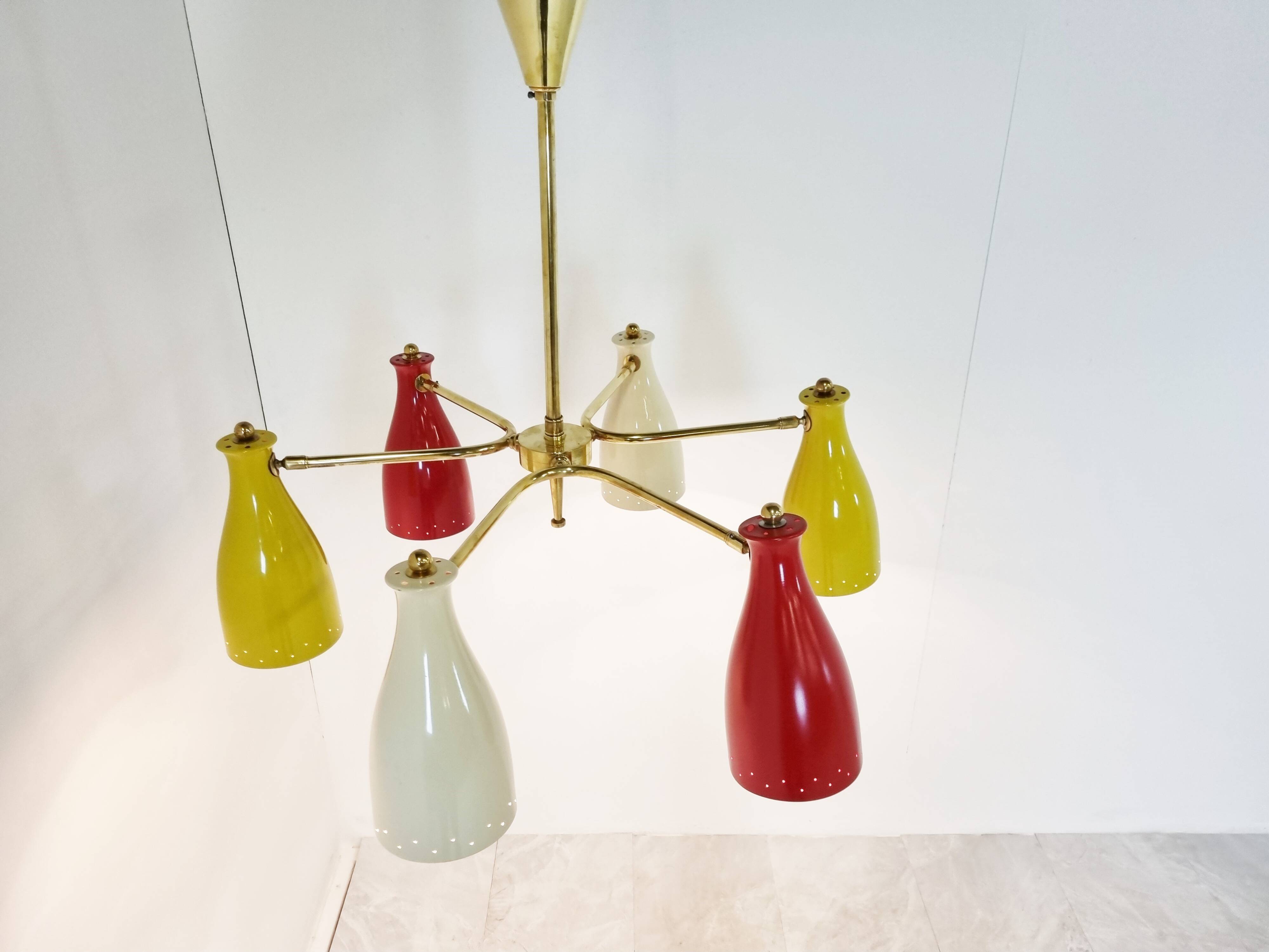 Mid century coloured chandelier, 1950s