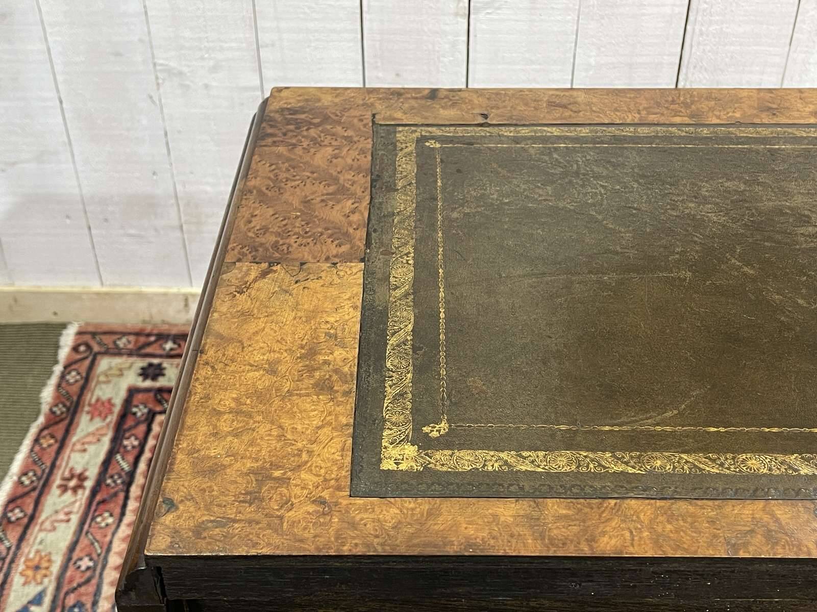 1930s Chippendale English desk in burr walnut