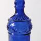 Bouteille décorative en verre bleu cobalt avec bouchon en liège / Espagne / Années 1990