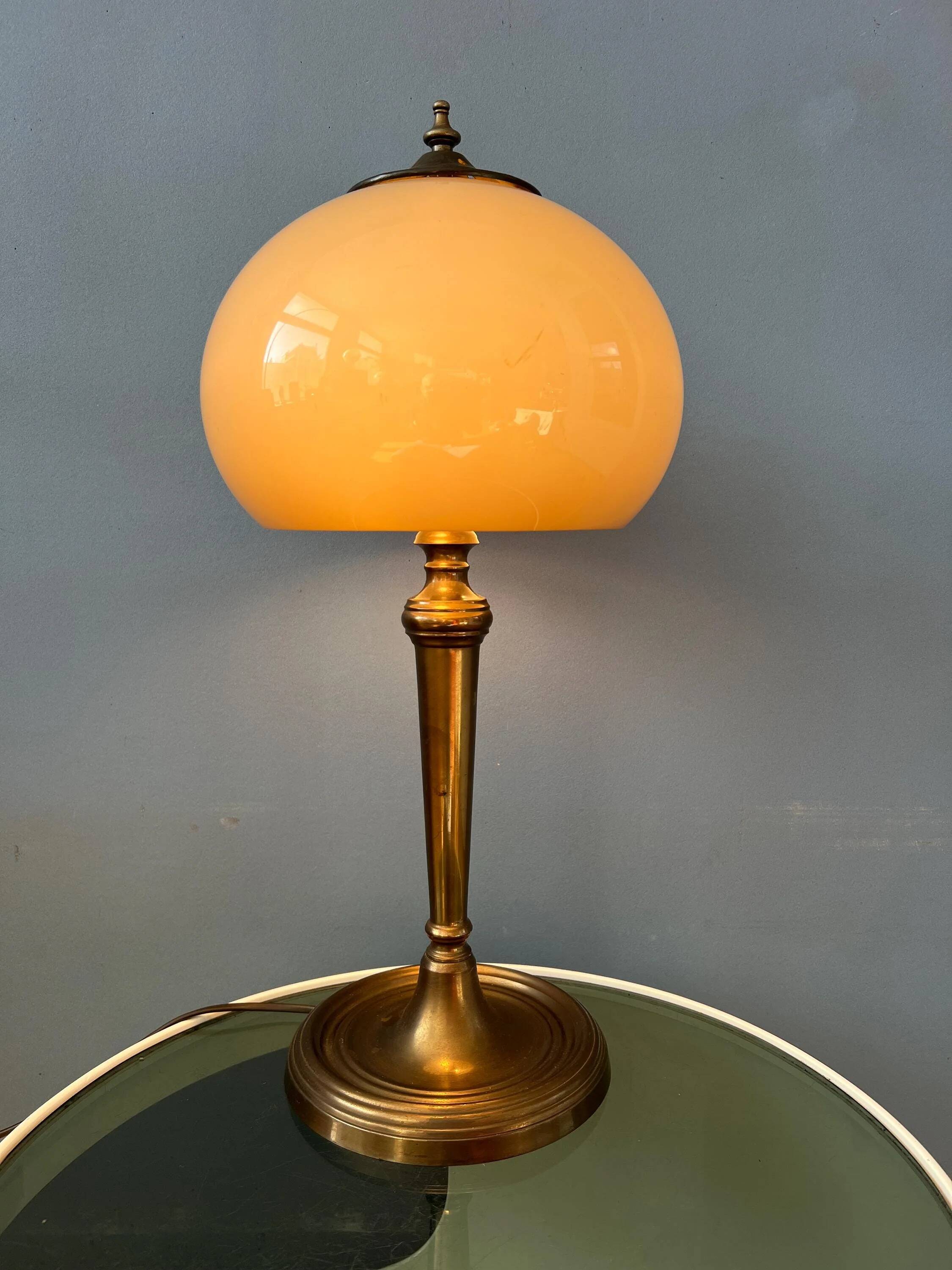 Lampe de table champignon vintage avec base en laiton