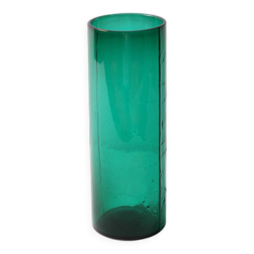 Green Mid-century Glass Vase Ek with Plant Pattern / Björkshults Glasbruk