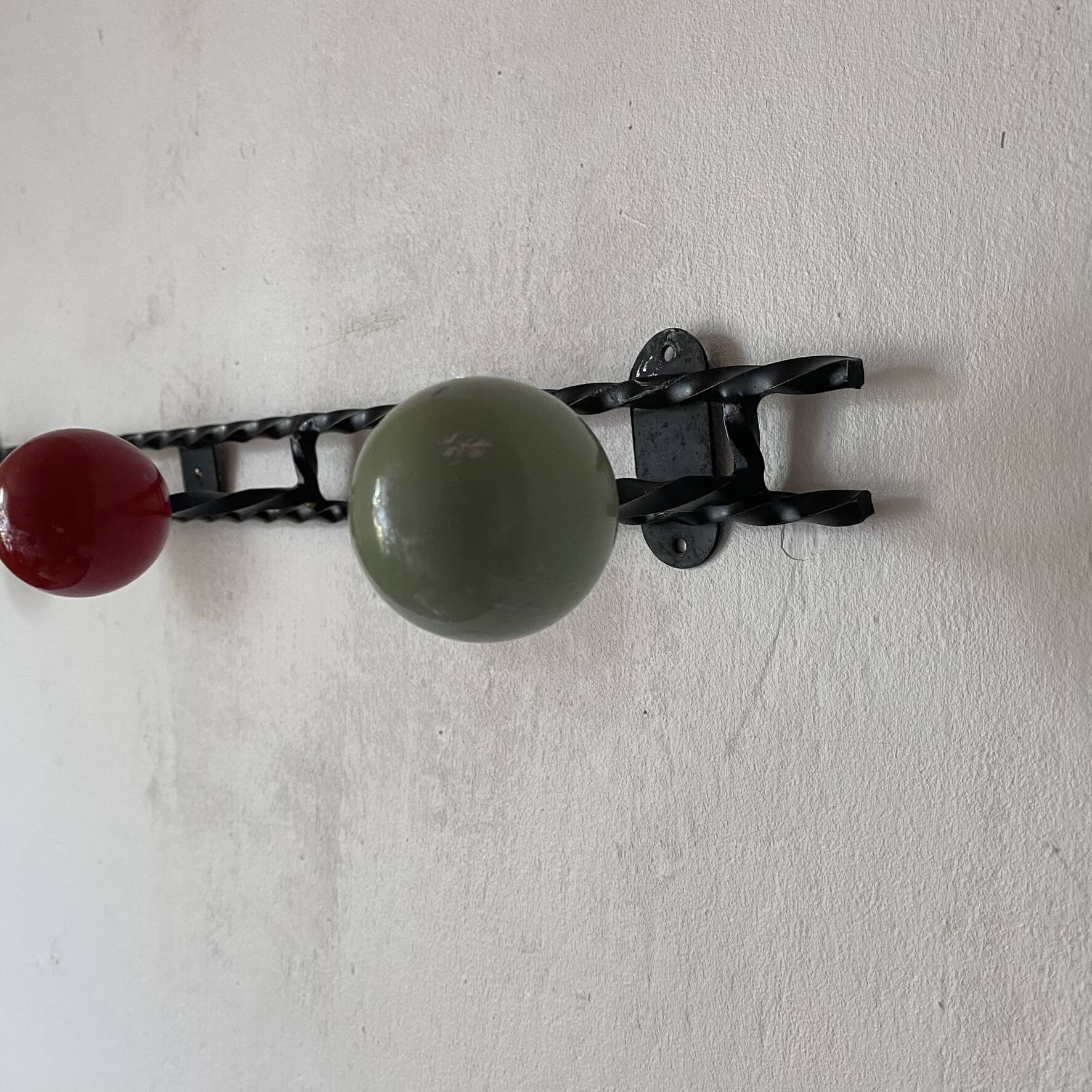 Vintage wooden coat rack balls