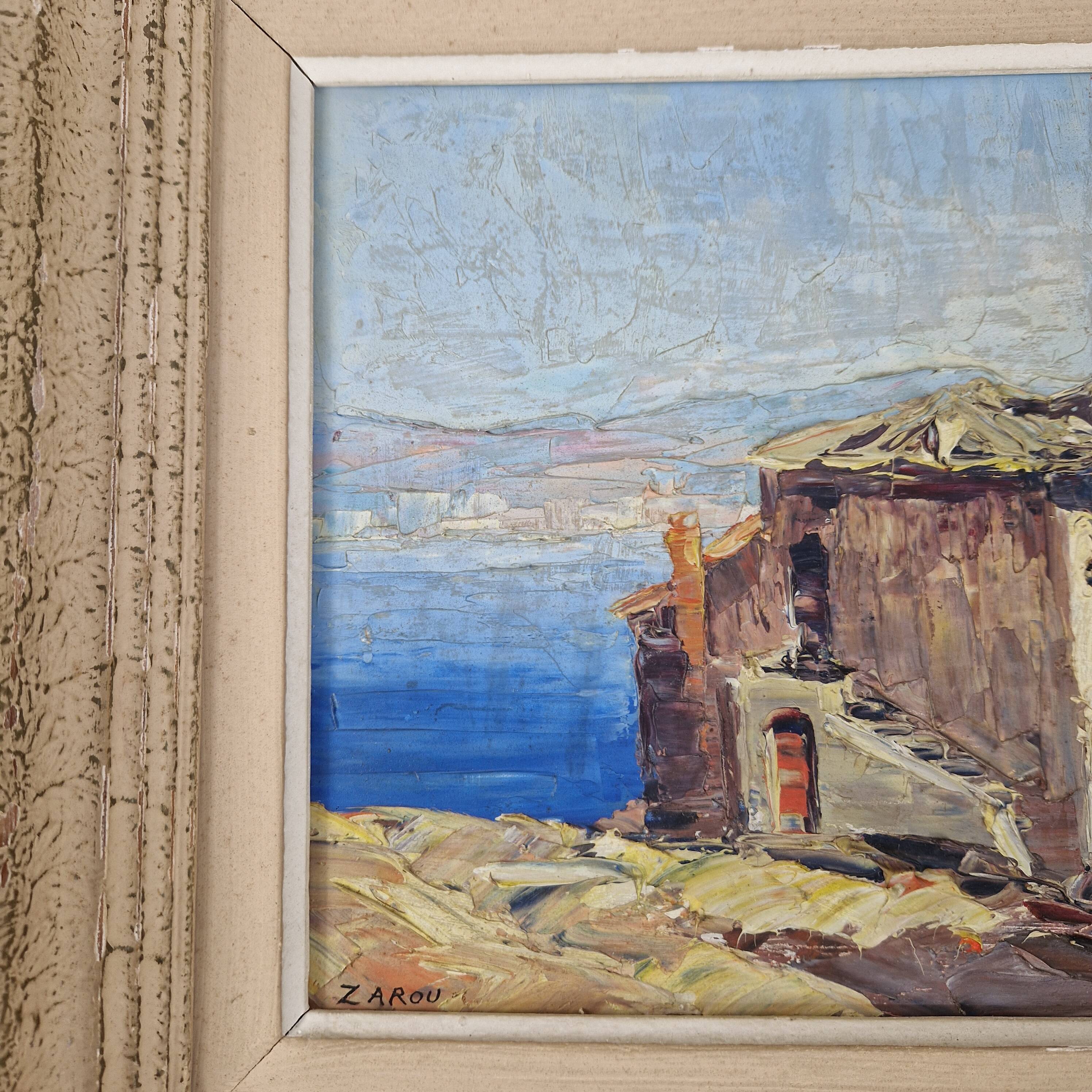 Oil on panel by Gerard Cardella known as ZAROU, painting signed by the artist.