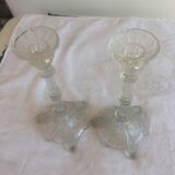 2 candlesticks in cast glass from the 1940s