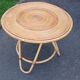 Vintage round coffee table in natural rattan