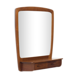 Vintage teak framed mirror with drawer section 64x57cm